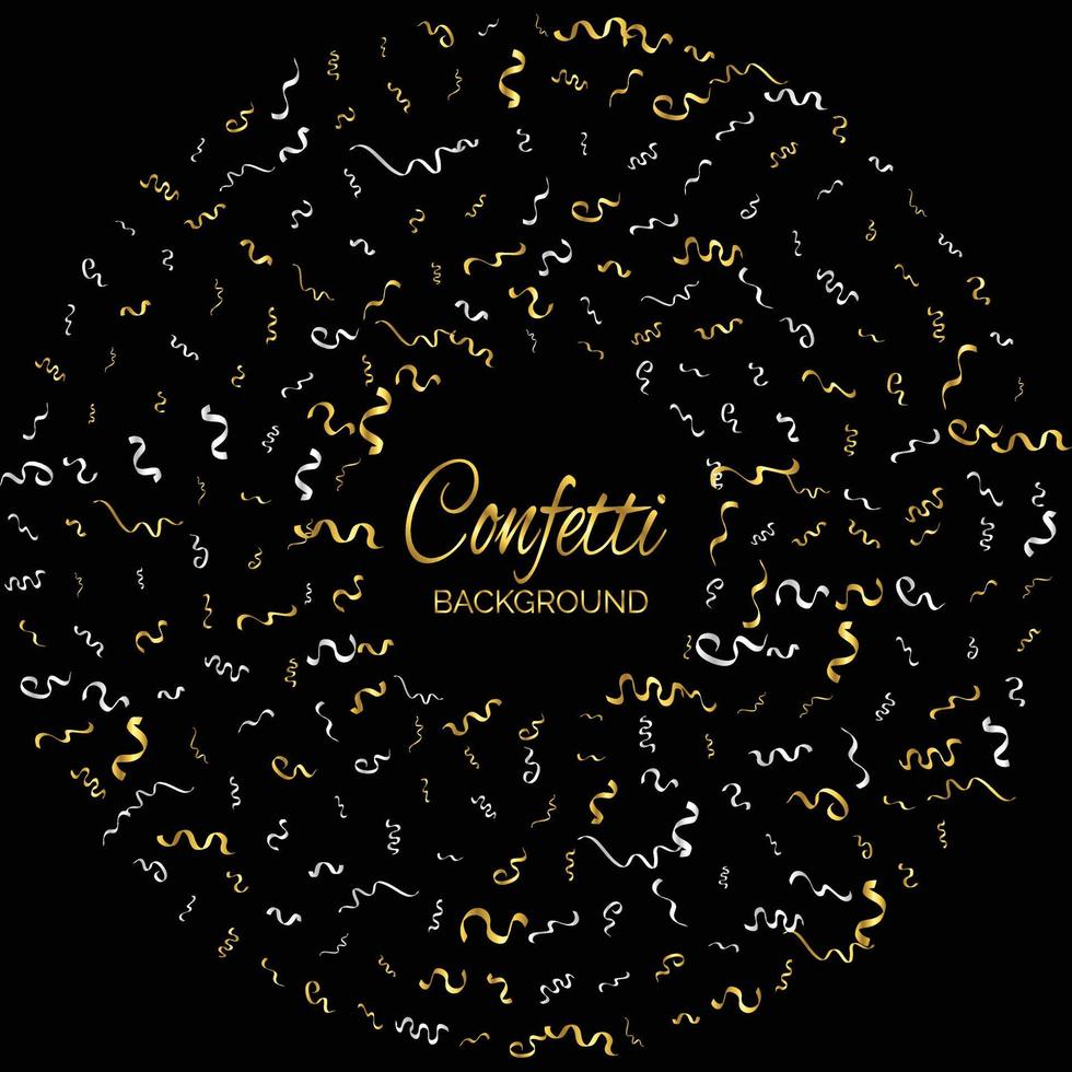 Gold Confetti Isolated On black Background. Celebrate Vector Illustration