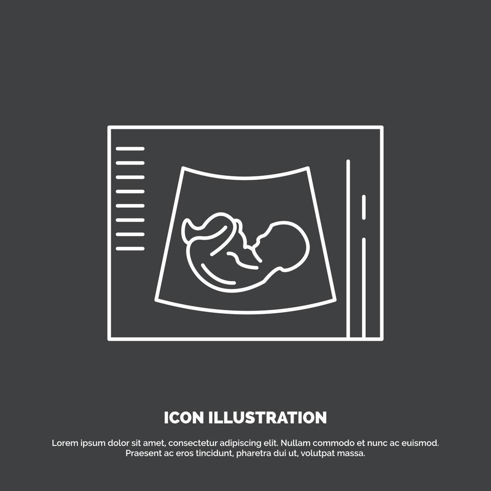 Maternity. pregnancy. sonogram. baby. ultrasound Icon. Line vector symbol for UI and UX. website or mobile application