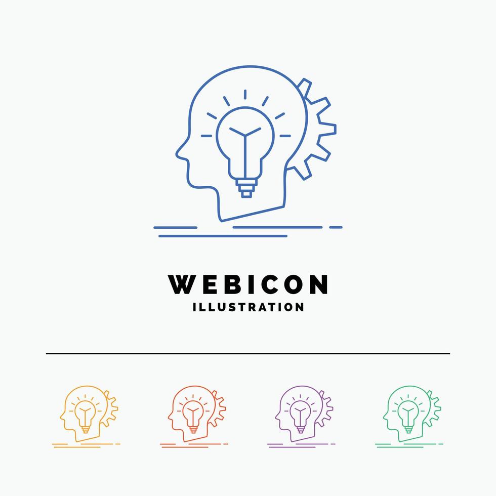 creative. creativity. head. idea. thinking 5 Color Line Web Icon Template isolated on white. Vector illustration