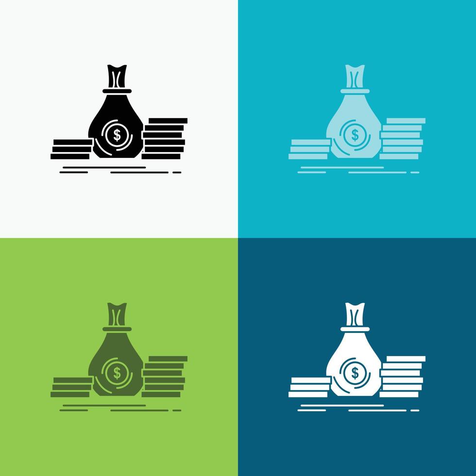 Accumulation. bag. investment. loan. money Icon Over Various Background. glyph style design. designed for web and app. Eps 10 vector illustration