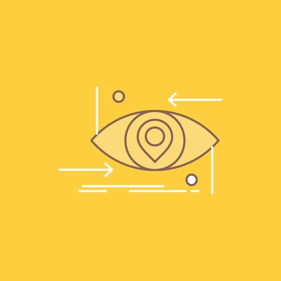 avanzado. futuro. gen. Ciencias. tecnología. icono lleno de línea plana del ojo. hermoso botón de logotipo sobre fondo amarillo para ui y ux. sitio web o aplicación móvil vector