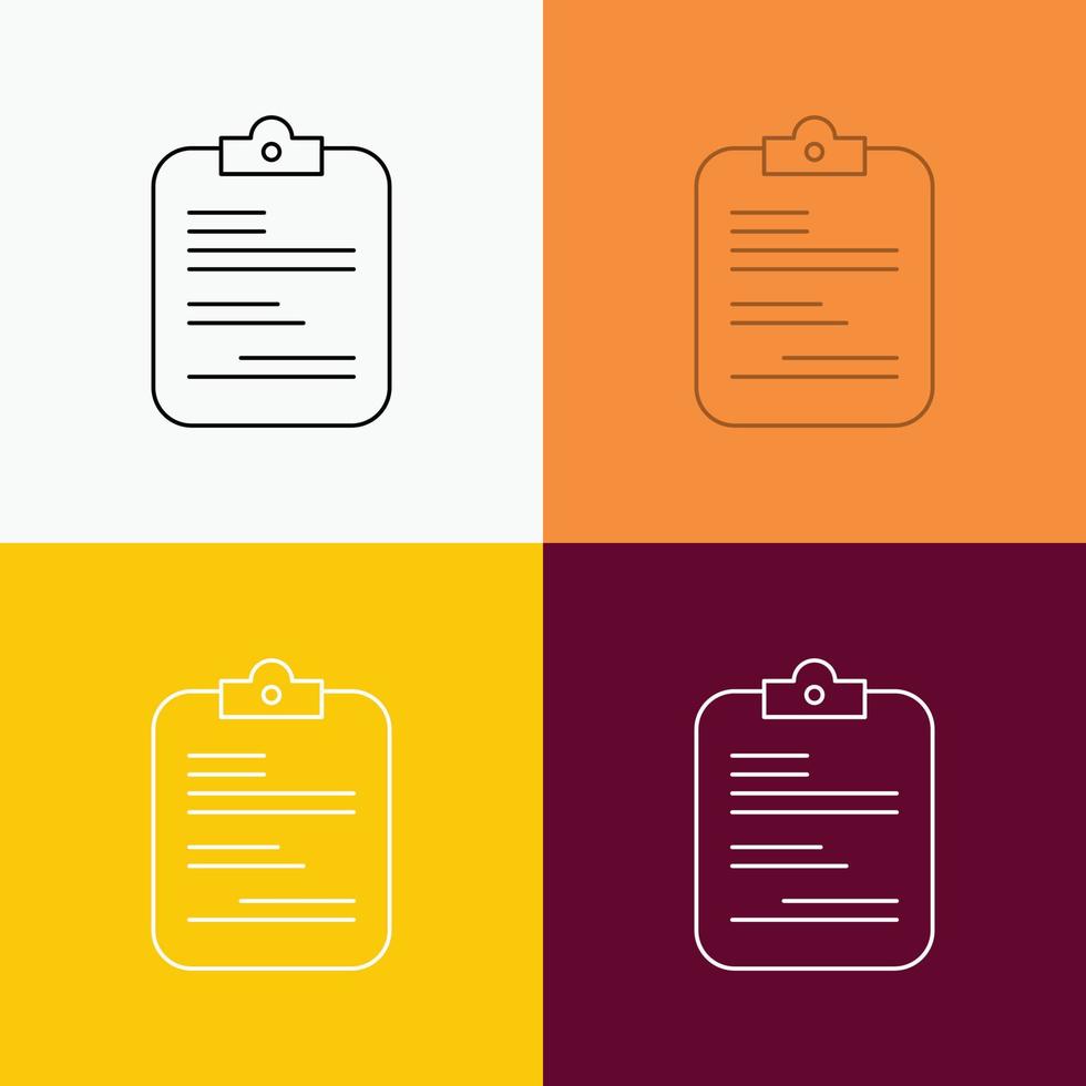 report. medical. paper. checklist. document Icon Over Various Background. Line style design. designed for web and app. Eps 10 vector illustration