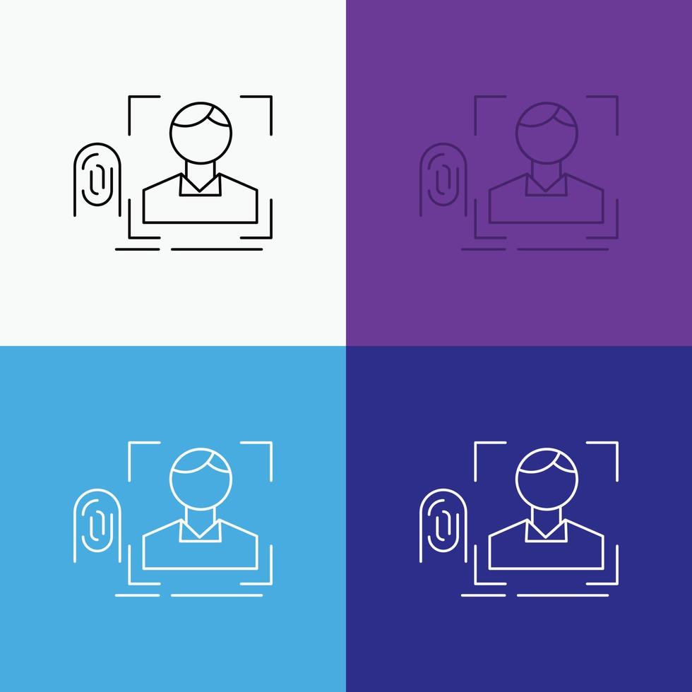 finger. fingerprint. recognition. scan. scanning Icon Over Various Background. Line style design. designed for web and app. Eps 10 vector illustration