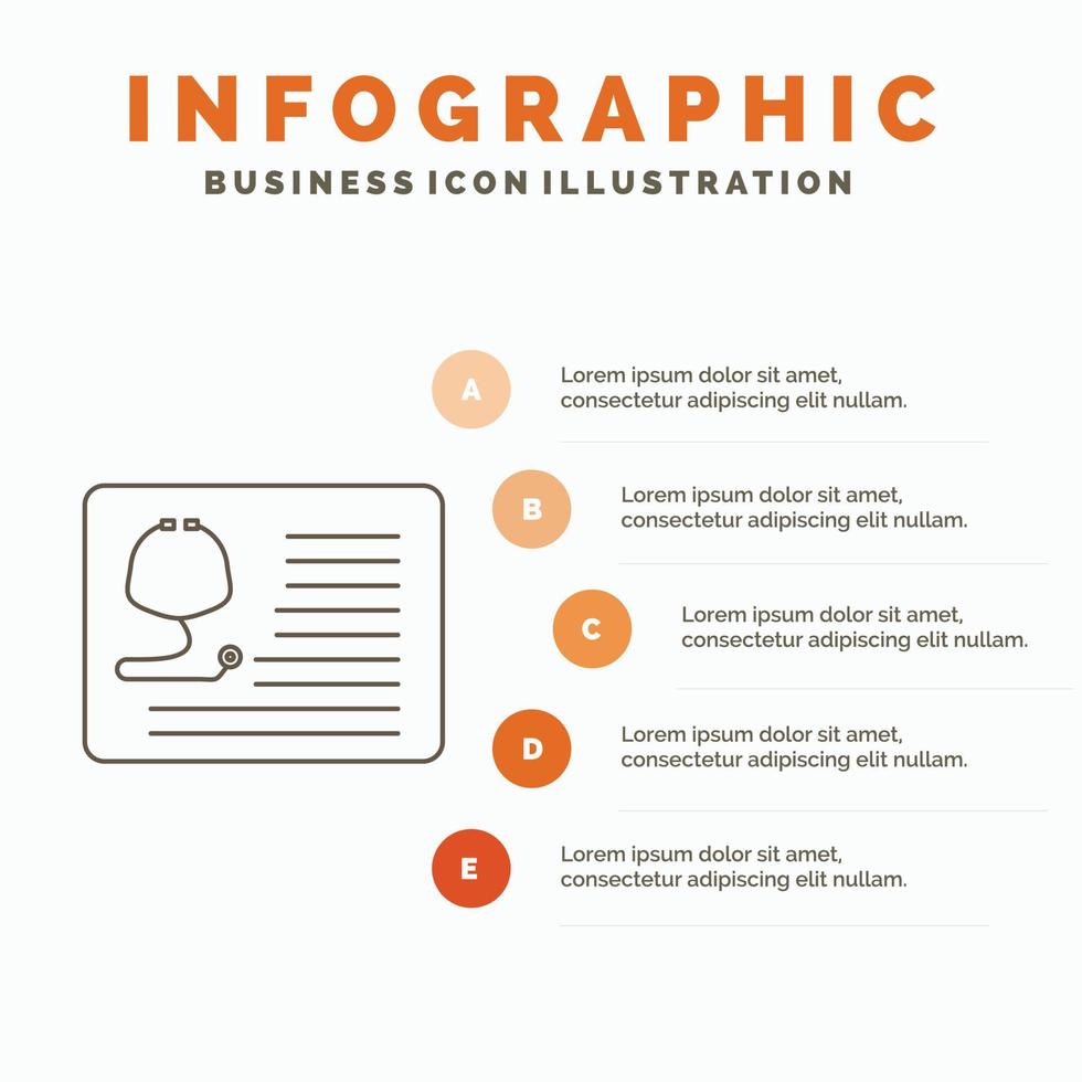 stethoscope. doctor. cardiology. healthcare. medical Infographics Template for Website and Presentation. Line Gray icon with Orange infographic style vector illustration