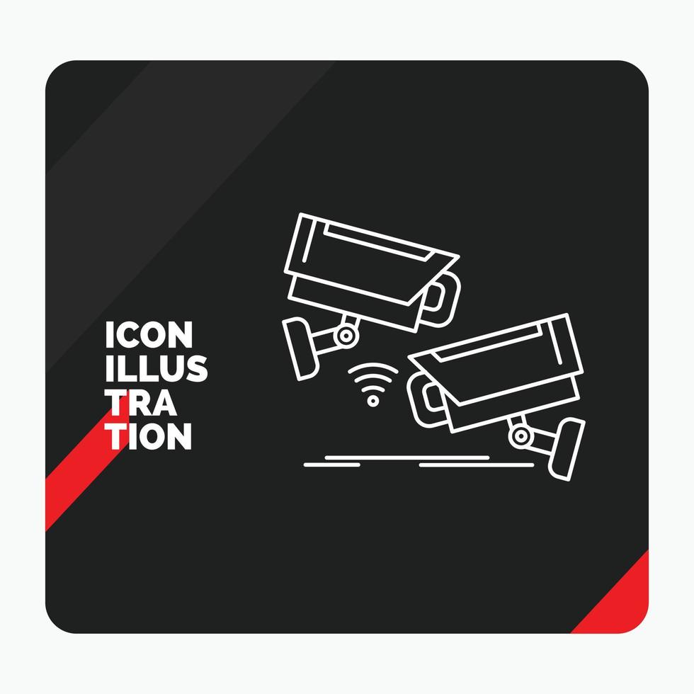 Red and Black Creative presentation Background for CCTV. Camera. Security. Surveillance. Technology Line Icon vector