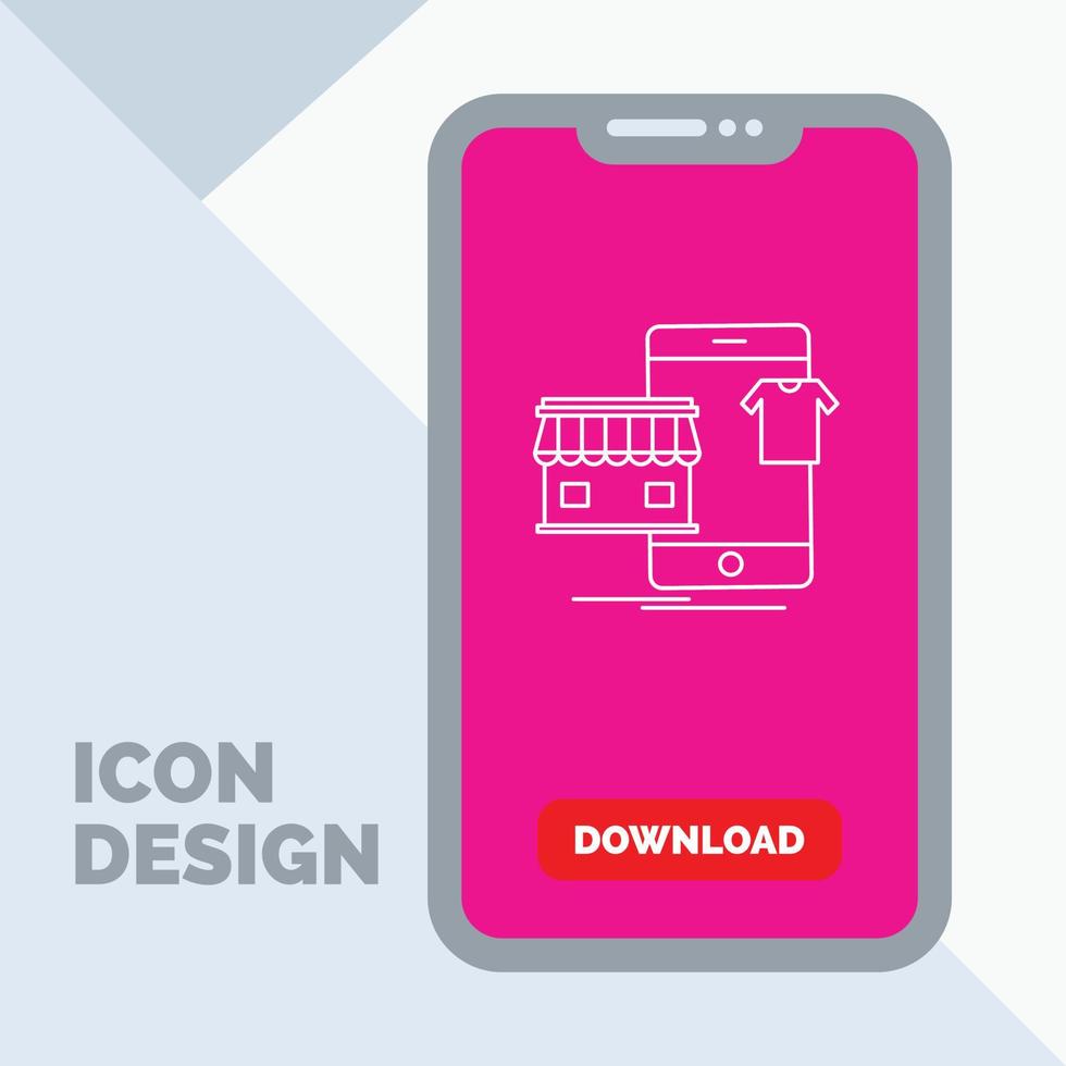 shopping. garments. buy. online. shop Line Icon in Mobile for Download Page vector
