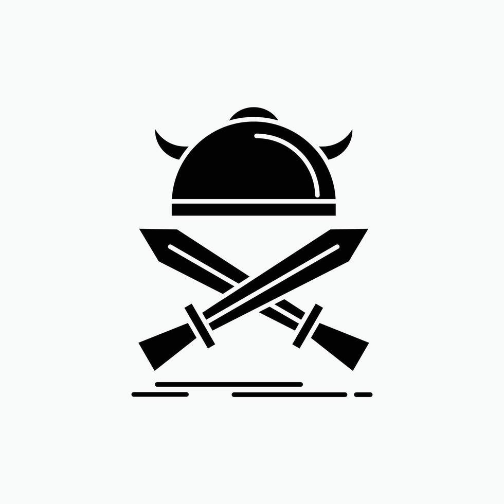 battle. emblem. viking. warrior. swords Glyph Icon. Vector isolated illustration