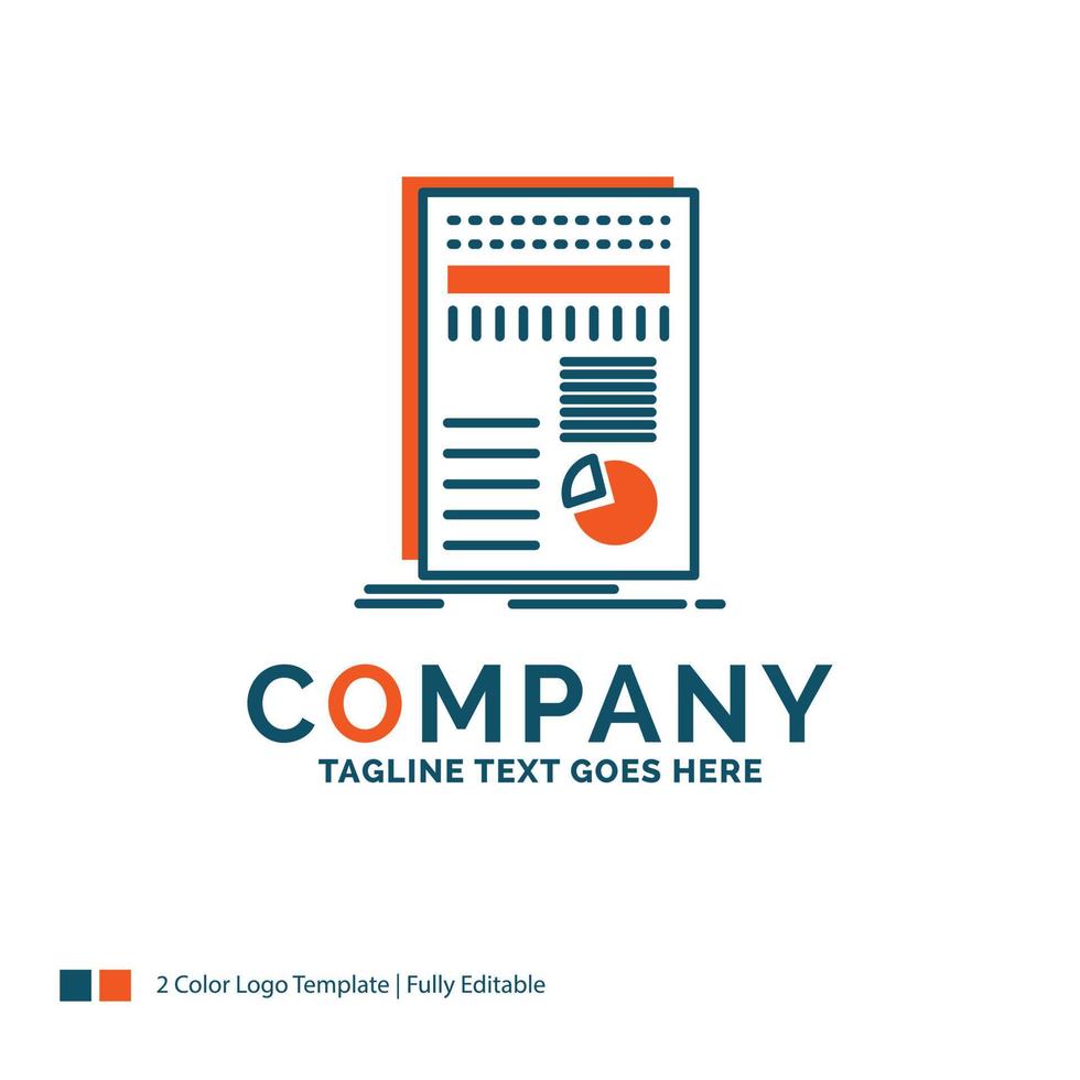 business. data. finance. report. statistics Logo Design. Blue and Orange Brand Name Design. Place for Tagline. Business Logo template. vector