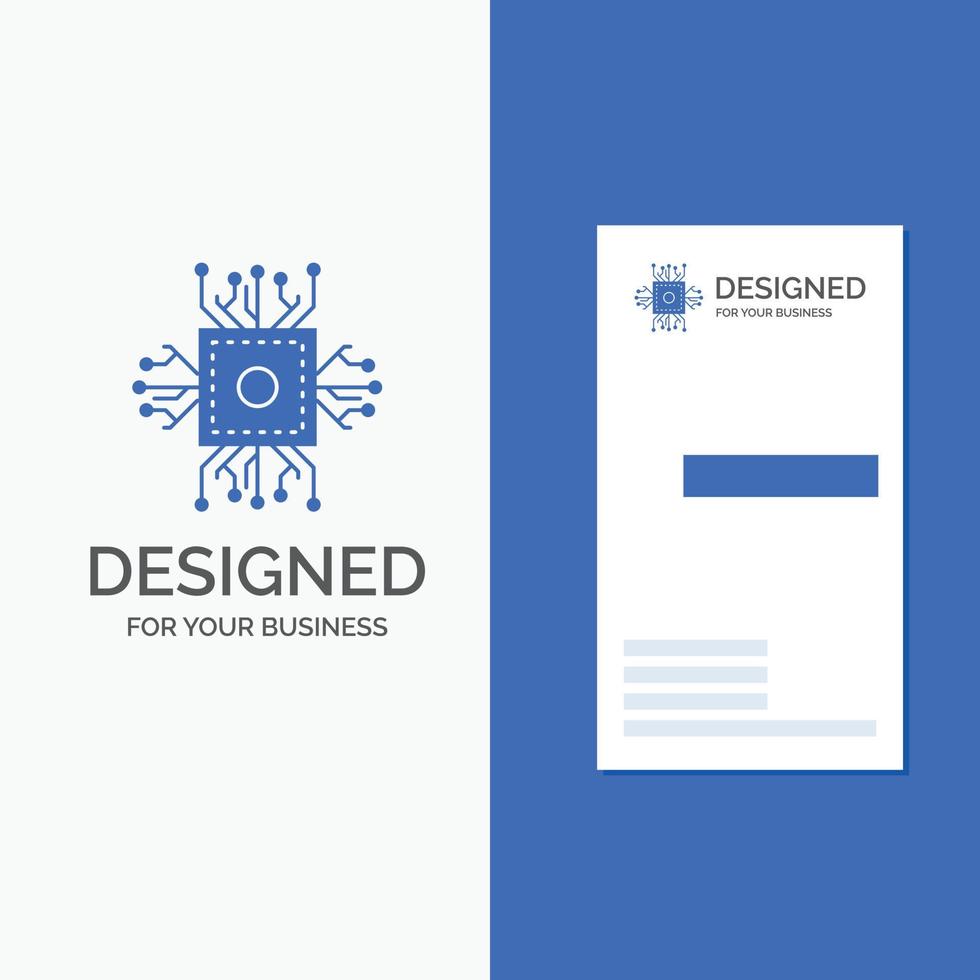 Business Logo for Chip. cpu. microchip. processor. technology. Vertical Blue Business .Visiting Card template. vector