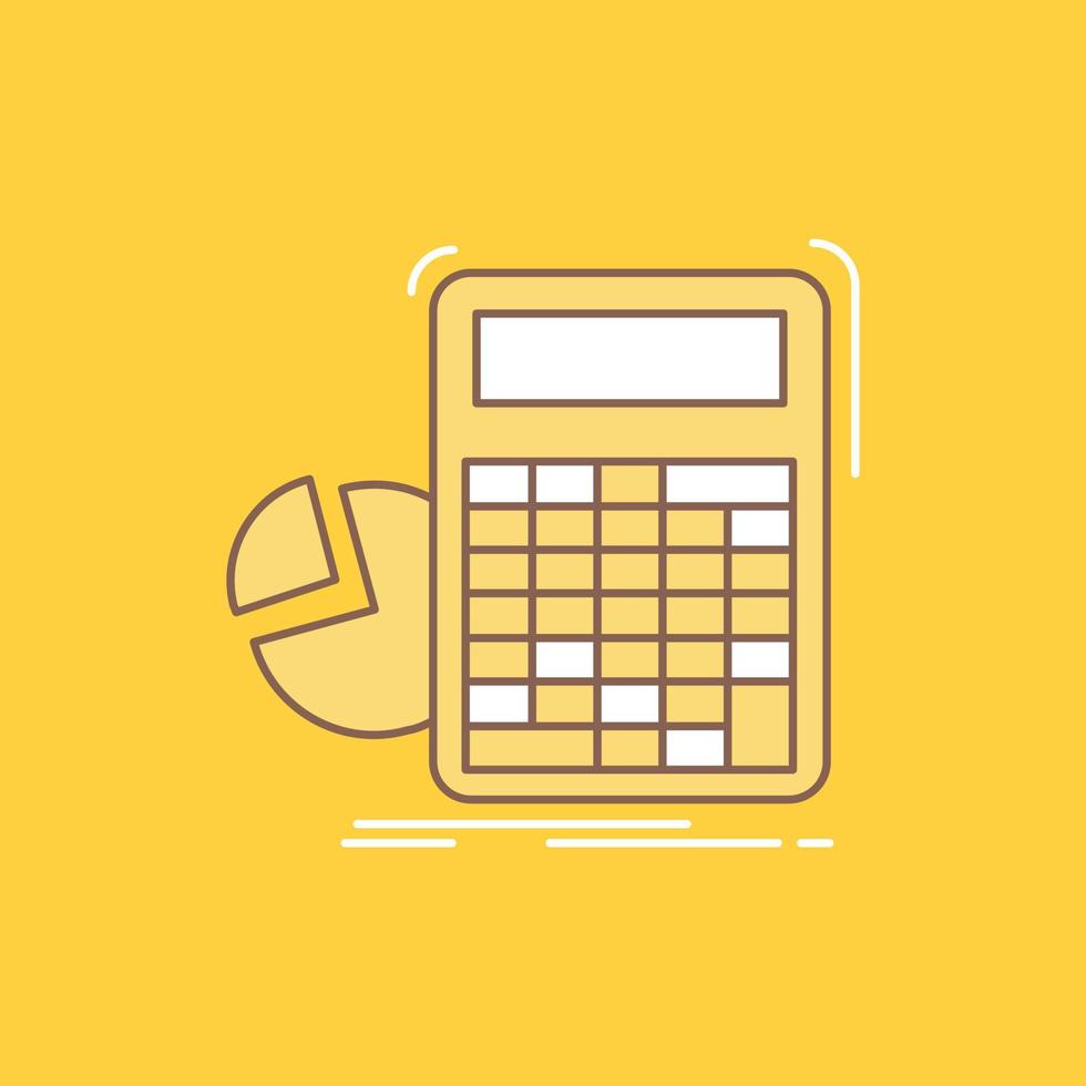 calculadora. cálculo. Matemáticas. Progreso. icono lleno de línea plana de gráfico. hermoso botón de logotipo sobre fondo amarillo para ui y ux. sitio web o aplicación móvil vector