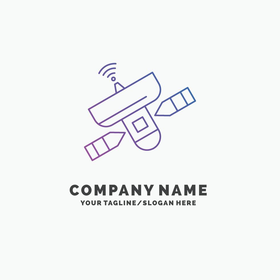 satellite. antenna. radar. space. Signal Purple Business Logo Template. Place for Tagline vector