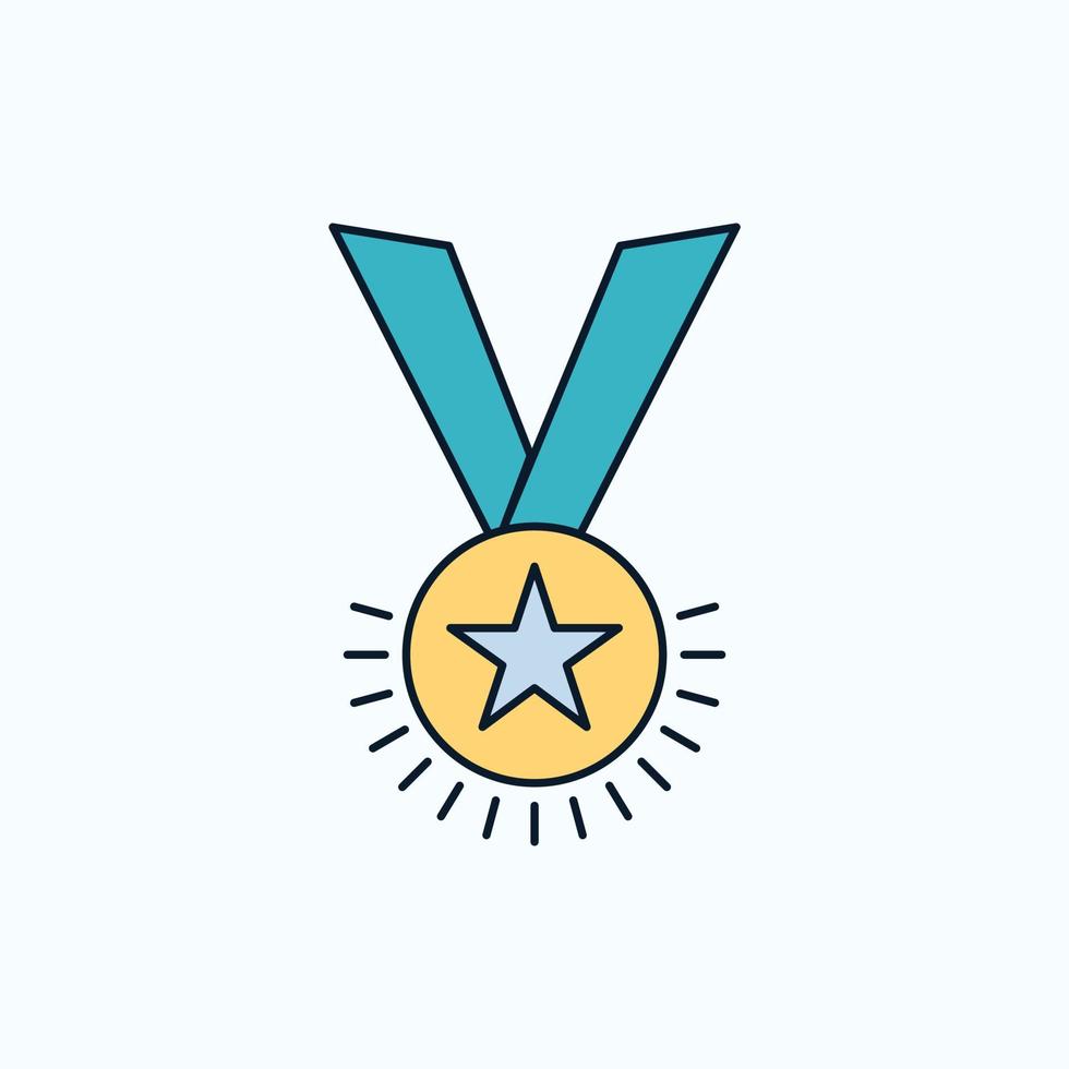 Award. honor. medal. rank. reputation. ribbon Flat Icon. green and Yellow sign and symbols for website and Mobile appliation. vector illustration