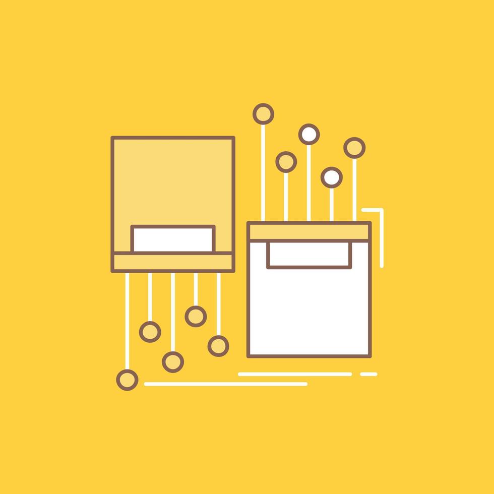 digital. fiber. electronic. lane. cable Flat Line Filled Icon. Beautiful Logo button over yellow background for UI and UX. website or mobile application vector
