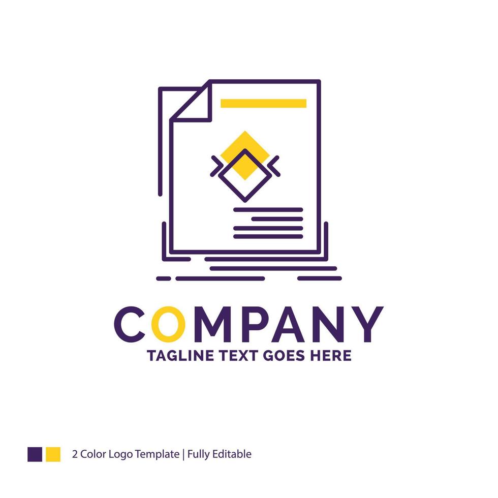 Company Name Logo Design For ad. advertisement. leaflet. magazine. page. Purple and yellow Brand Name Design with place for Tagline. Creative Logo template for Small and Large Business. vector