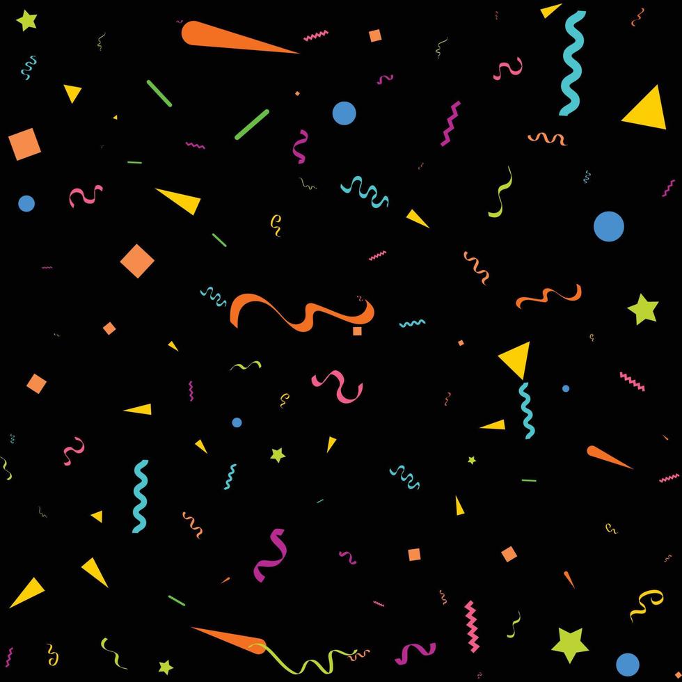 confetti concept design template holiday Happy Day. Black Background Celebration Vector illustration.