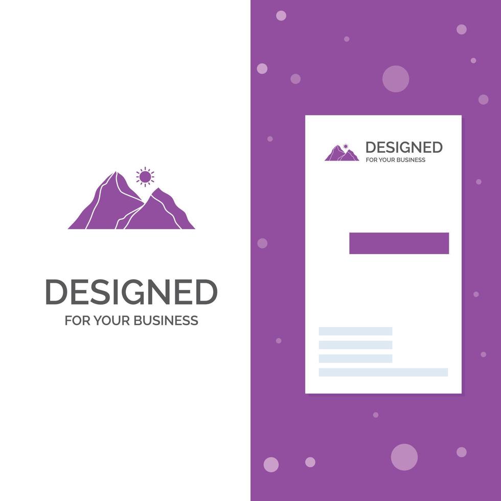Business Logo for hill. landscape. nature. mountain. scene. Vertical Purple Business .Visiting Card template. Creative background vector illustration