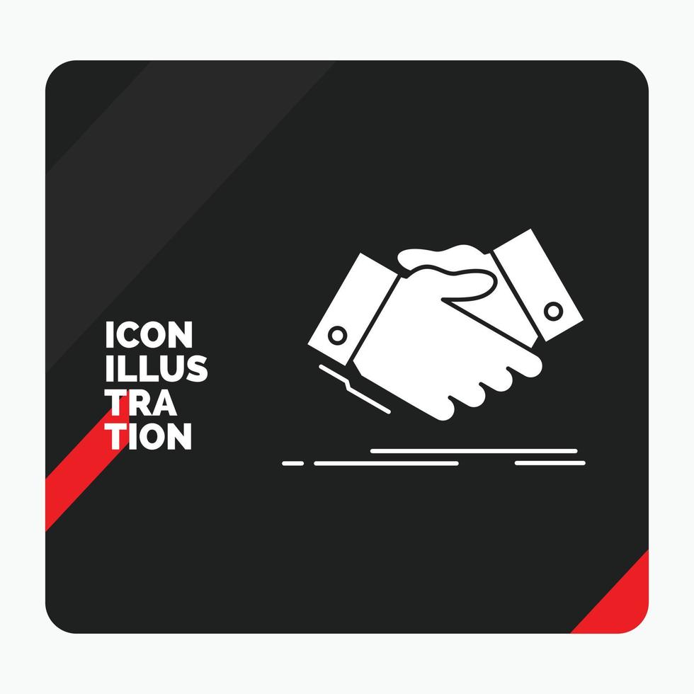 Red and Black Creative presentation Background for handshake. hand shake. shaking hand. Agreement. business Glyph Icon vector