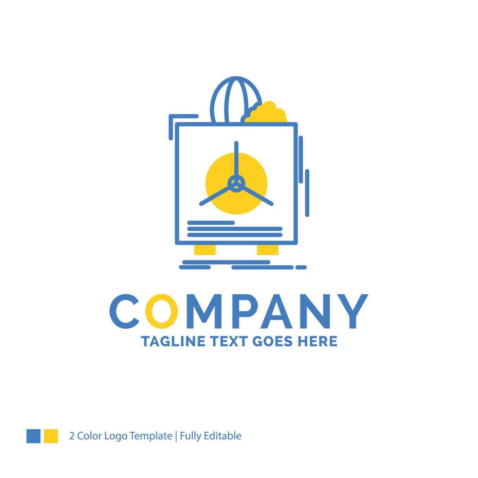 insurance. Fragile. product. warranty. health Blue Yellow Business Logo template. Creative Design Template Place for Tagline. vector