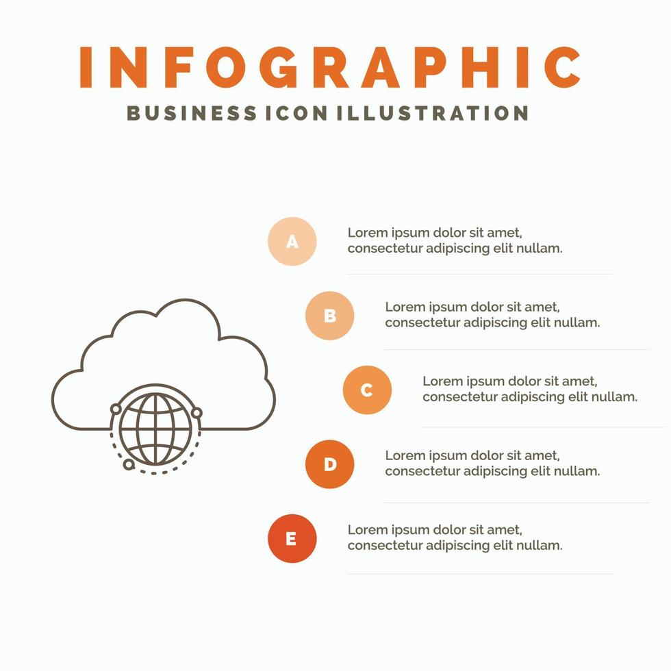 network. city. globe. hub. infrastructure Infographics Template for Website and Presentation. Line Gray icon with Orange infographic style vector illustration