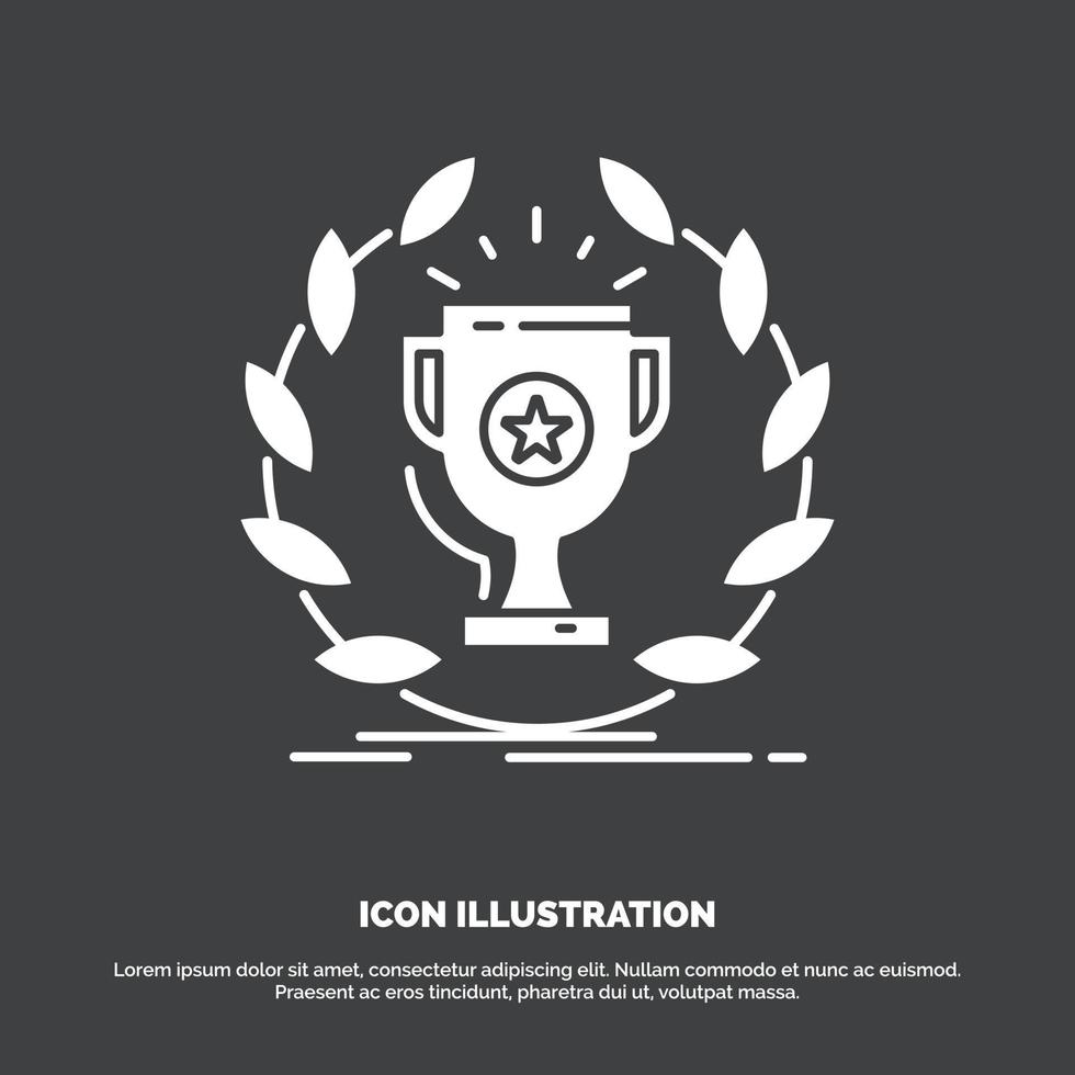 award. cup. prize. reward. victory Icon. glyph vector symbol for UI and UX. website or mobile application