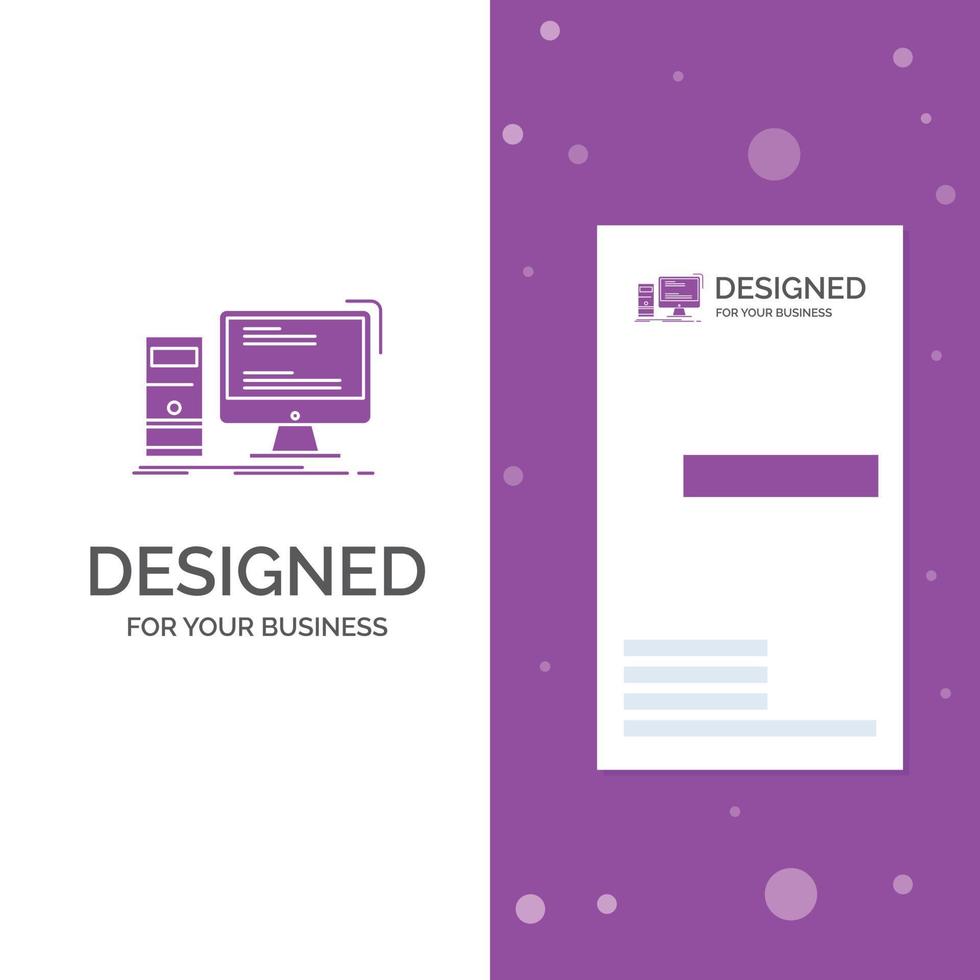 Business Logo for Computer. desktop. gaming. pc. personal. Vertical Purple Business .Visiting Card template. Creative background vector illustration