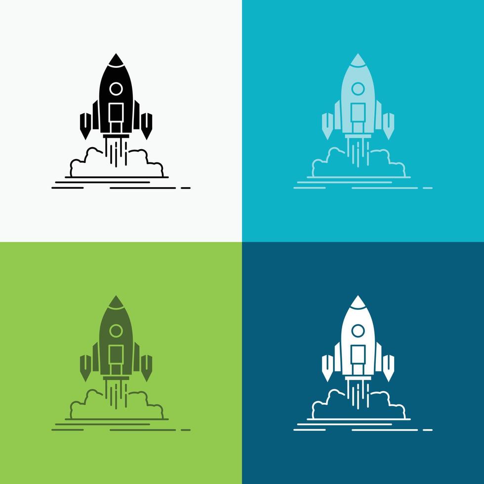 Launch. mission. shuttle. startup. publish Icon Over Various Background. glyph style design. designed for web and app. Eps 10 vector illustration