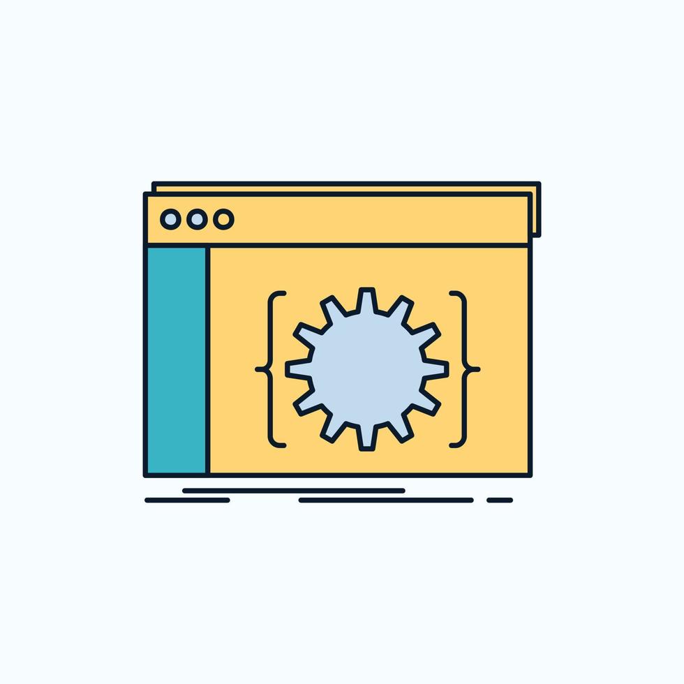Api. app. coding. developer. software Flat Icon. green and Yellow sign and symbols for website and Mobile appliation. vector illustration