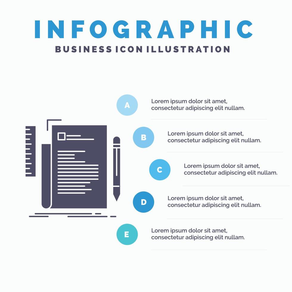 código. codificación. expediente. programación. plantilla de infografía de guión para sitio web y presentación. icono de glifo gris con ilustración de vector de estilo infográfico azul.