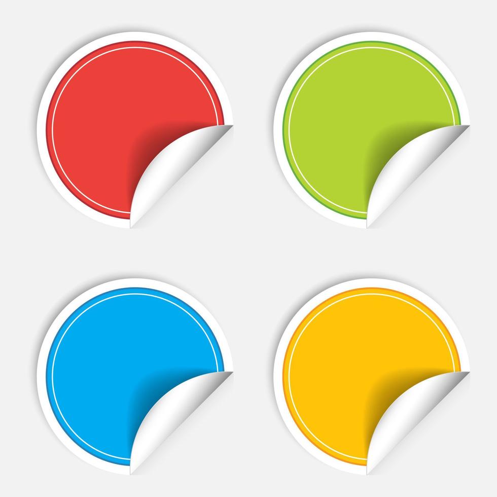 Colorful four blank stickers set. Badge collection. Vector illustration.