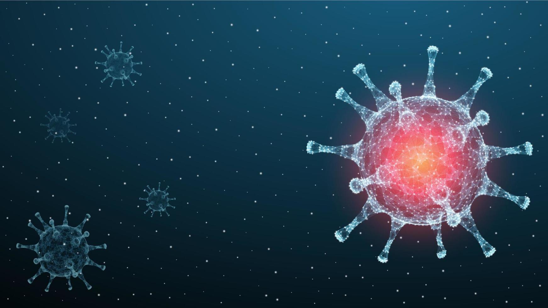 texto poligonal 3d del virus de la corona. banner epidémico de infecciones por virus sobre fondo azul. ilustración vectorial de coronavirus sanitario vector