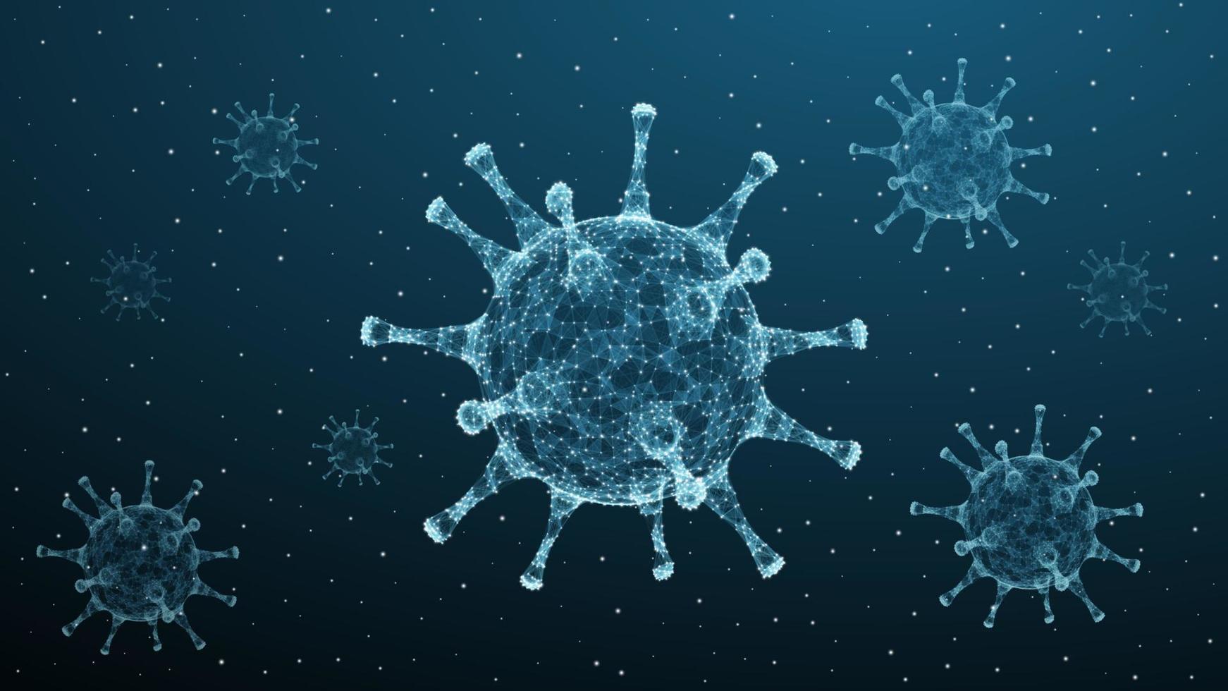 Corona virus 3d pathogen covid-19. Virus infections epidemic banner on blue background. Vector healthcare coronavirus illustration