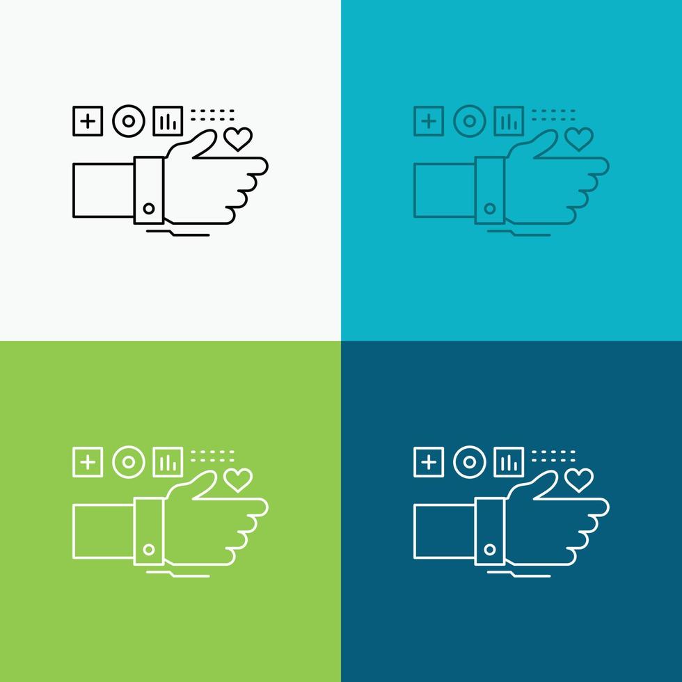 Monitoring. Technology. Fitness. Heart. Pulse Icon Over Various Background. Line style design. designed for web and app. Eps 10 vector illustration