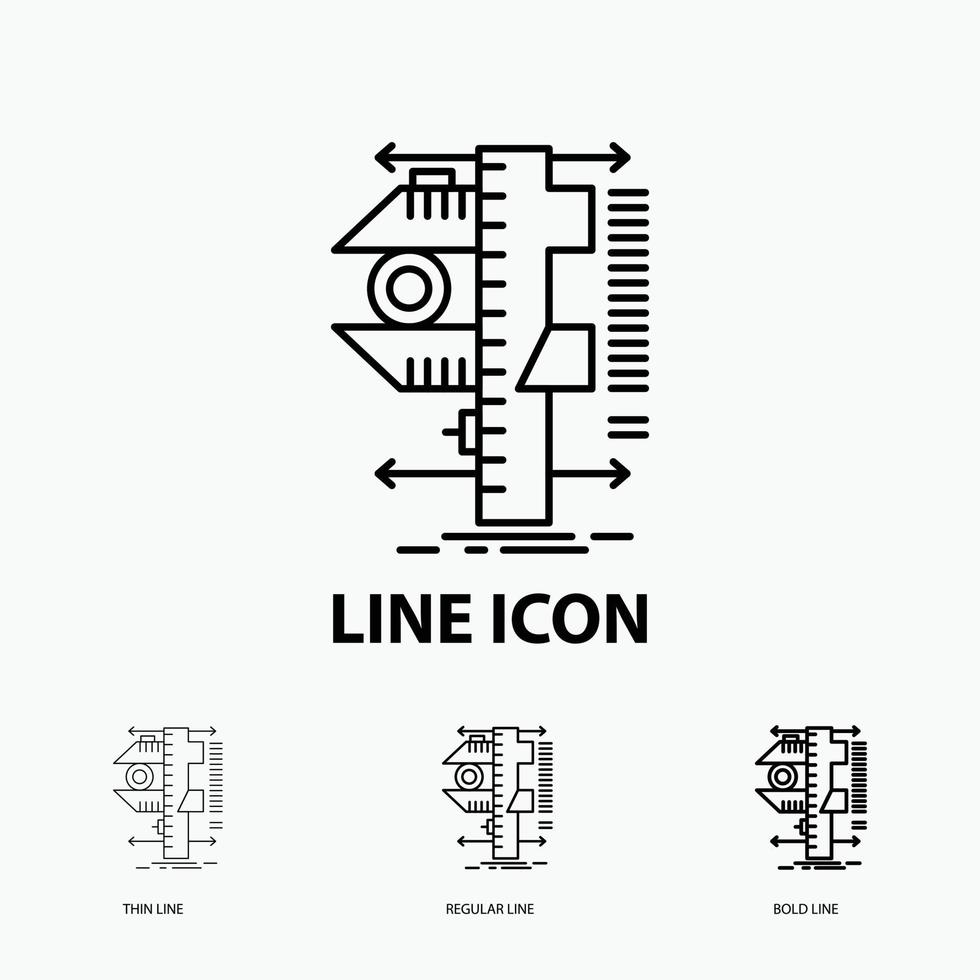 measure. caliper. calipers. physics. measurement Icon in Thin. Regular and Bold Line Style. Vector illustration