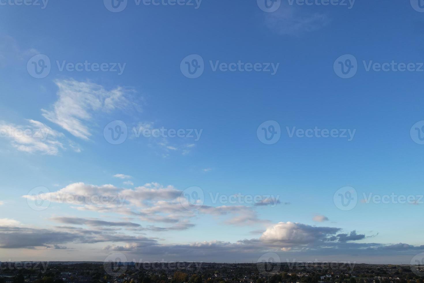 Beautiful Sky with Dramatic Clouds Drone's High Angle Footage over City of England UK photo