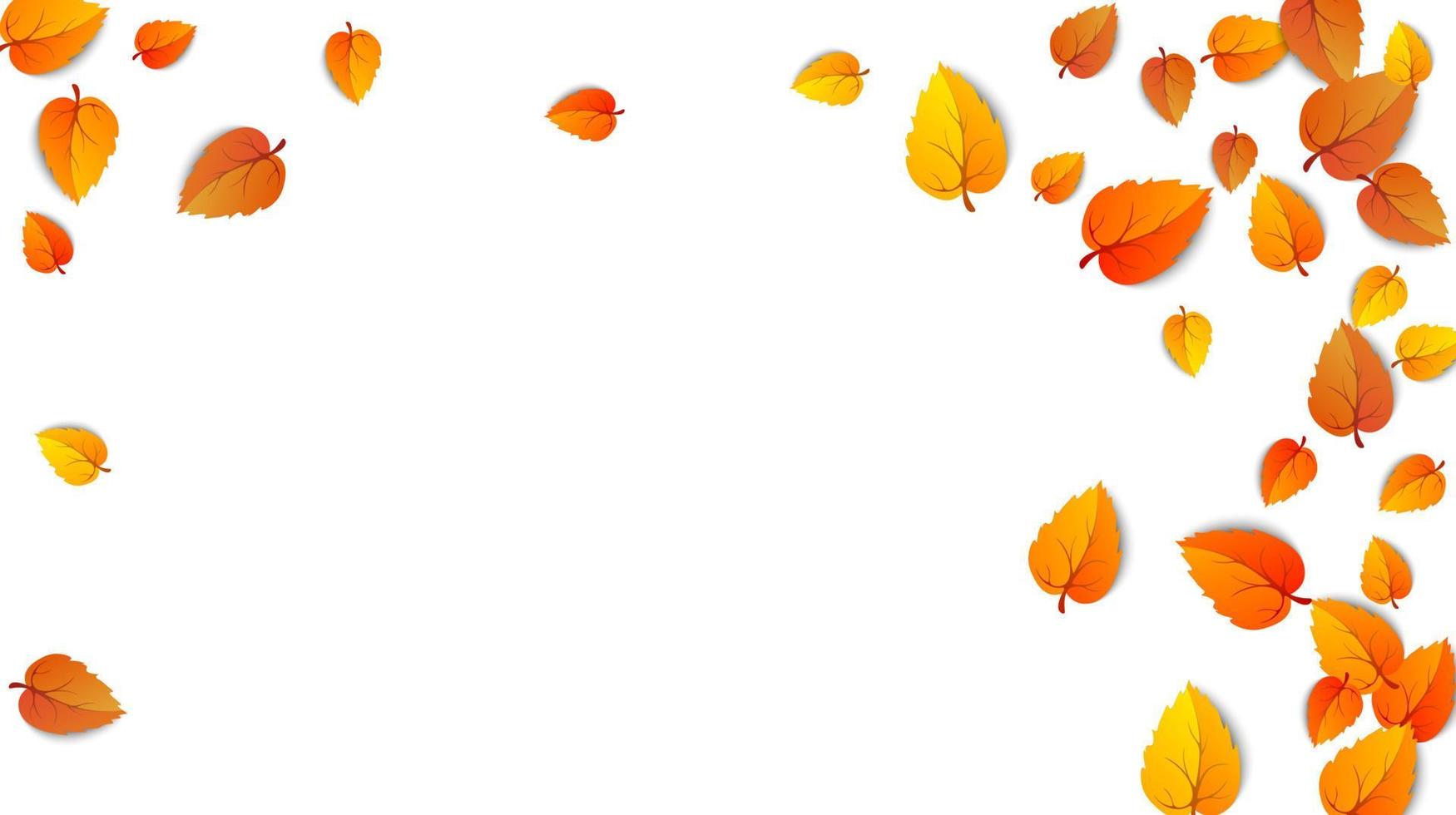 Autumn golden leaf frame. Maple fallen leaves isolated on white. October yellow foliage and autumnal nature leafage. Advertising gold fall leaf horizontal background. Vector illustration eps10
