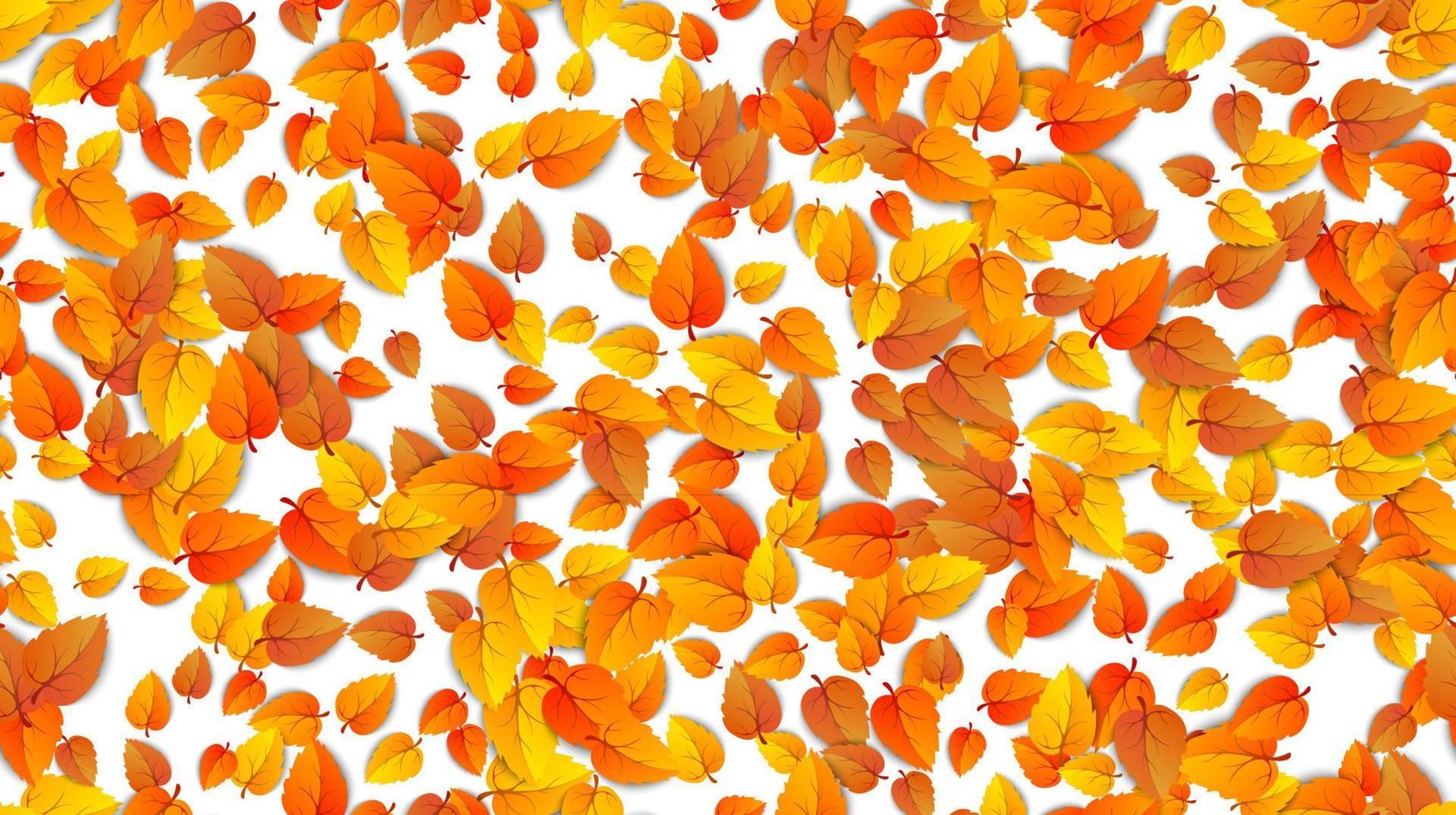 Seamless autumn leaves horizontal banner isolated on white background. Advertising template with golden autumn fall leaf pattern. Vector illustration eps10