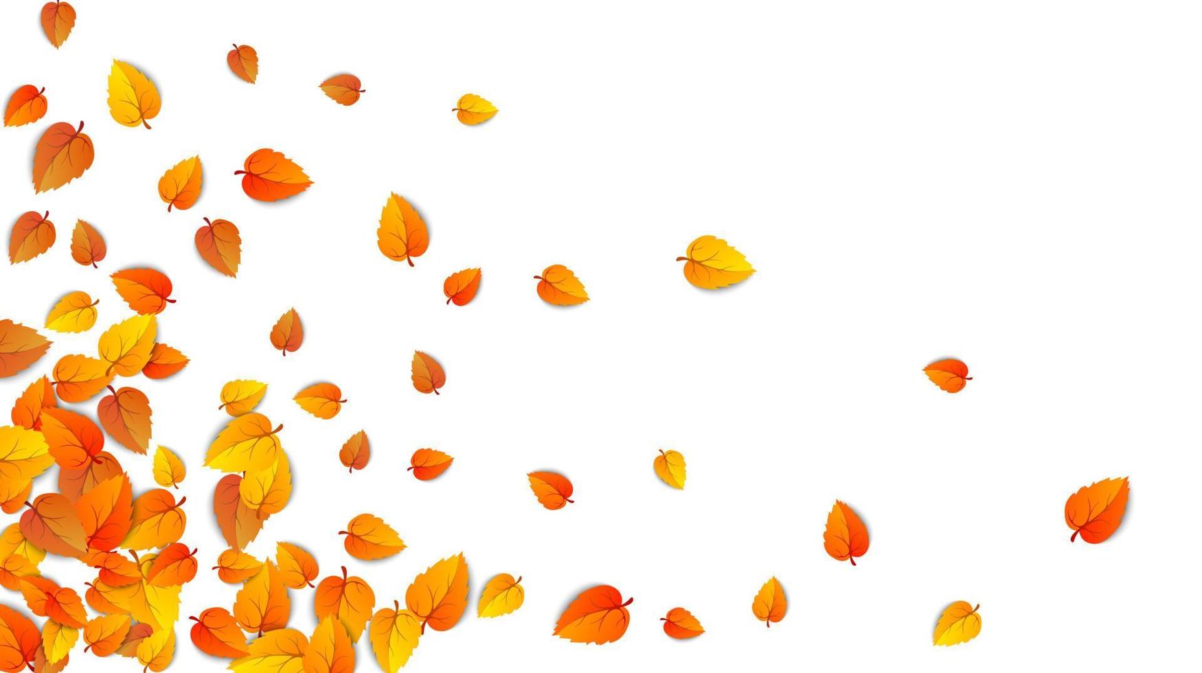 banner horizontal de hojas de otoño transparente aislado sobre fondo blanco. plantilla publicitaria con hoja dorada de otoño. patrón de colores de la temporada de otoño. marco de papel tapiz de follaje de naturaleza otoñal. vector