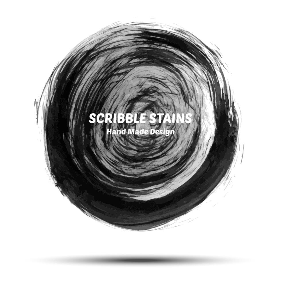 Scribble stains hand drawn in brush. Vector logo elements.