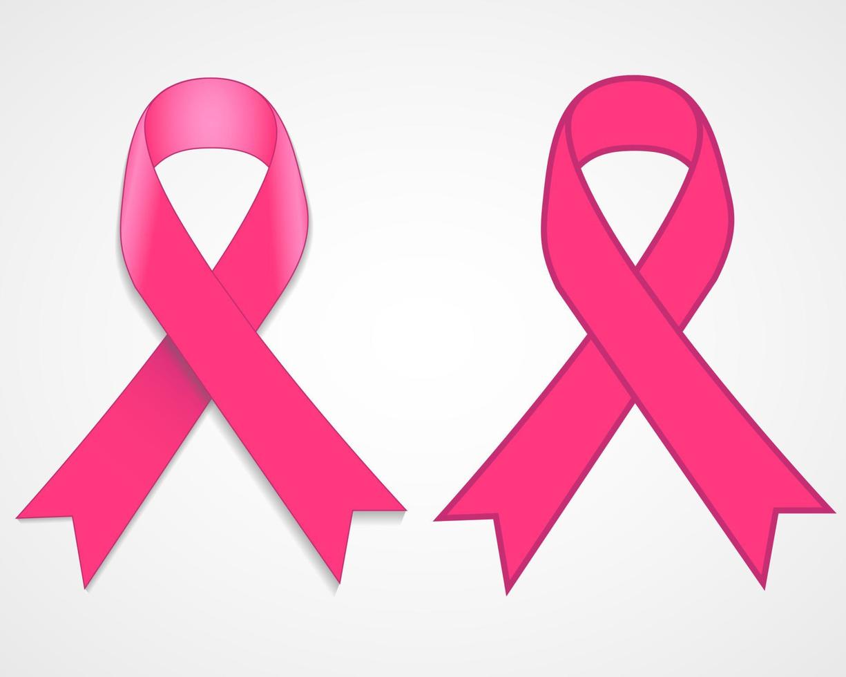 Breast cancer awareness pink single ribbon isolated on white background. Vector illustration EPS 10