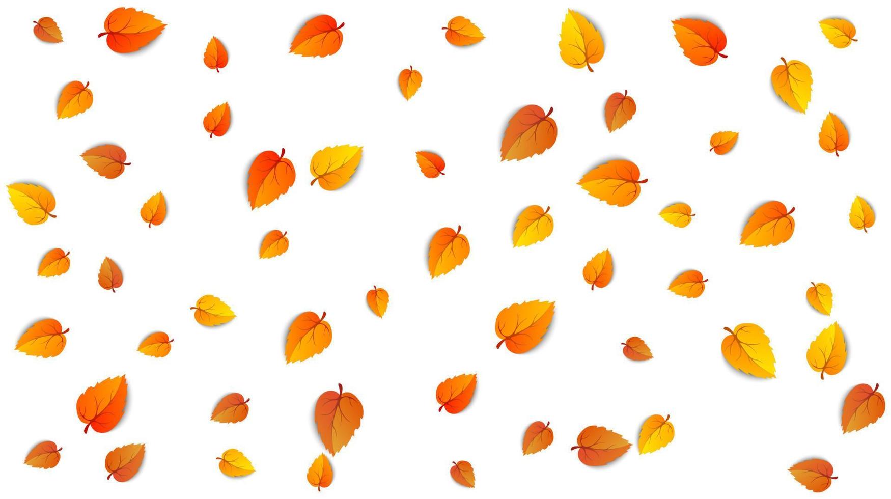 Seamless autumn leaves horizontal fill banner isolated on white background. Advertising template with golden autumn fall orange leaf pattern. Design template for sale backdrop. Vector