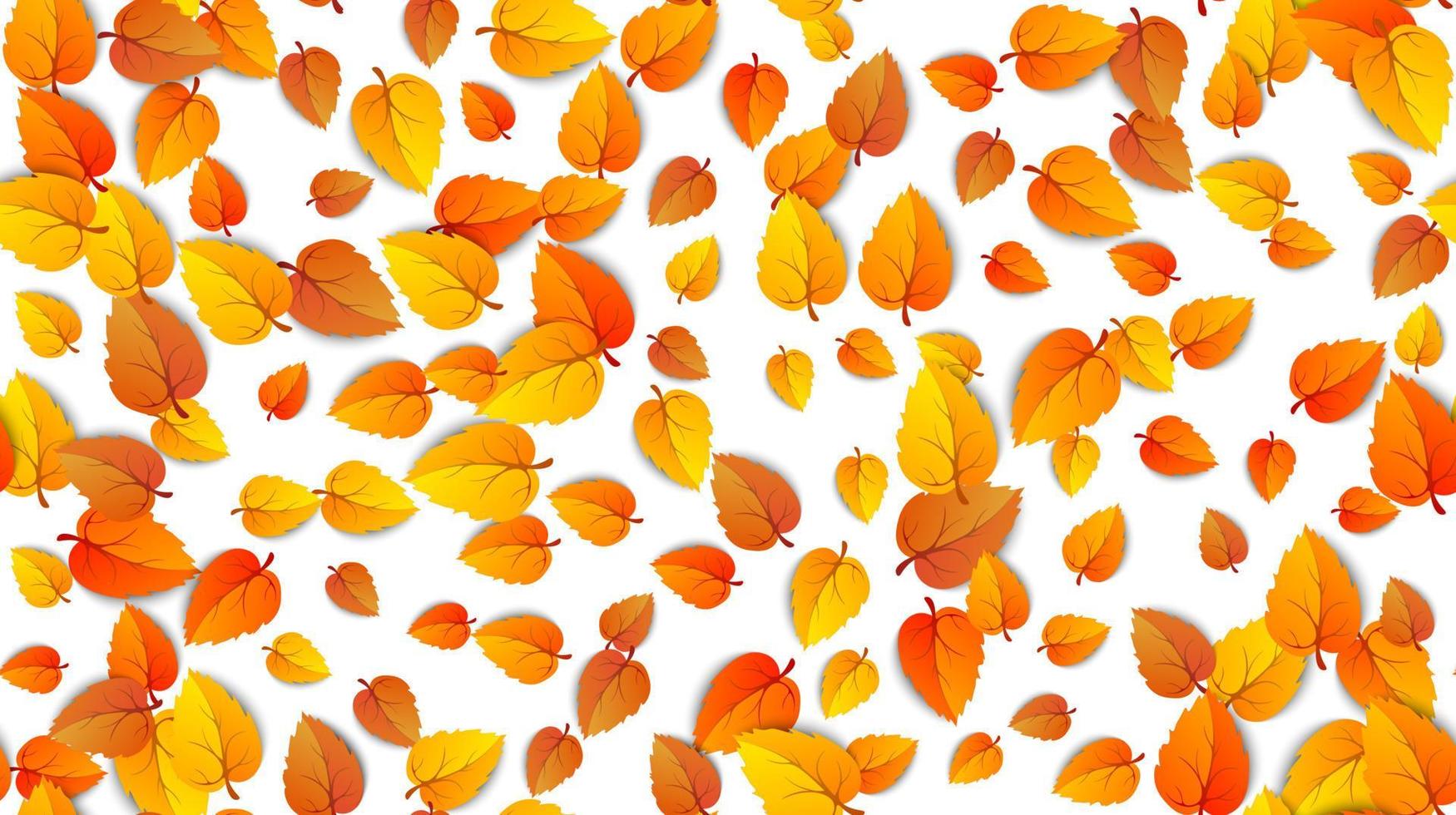 Seamless autumn leaves horizontal banner isolated on white background. Advertising template with golden autumn fall leaf pattern. Vector illustration eps10