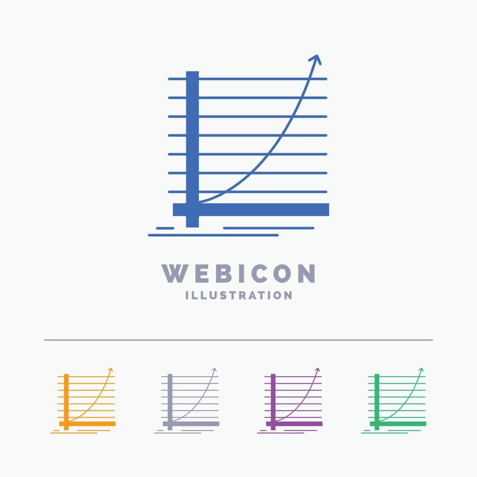 Arrow. chart. curve. experience. goal 5 Color Glyph Web Icon Template isolated on white. Vector illustration