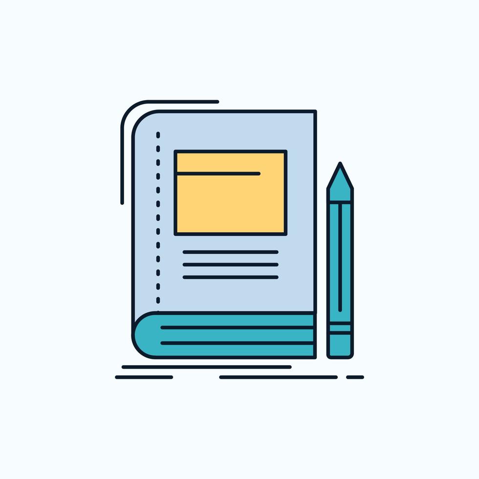Book. business. education. notebook. school Flat Icon. green and Yellow sign and symbols for website and Mobile appliation. vector illustration