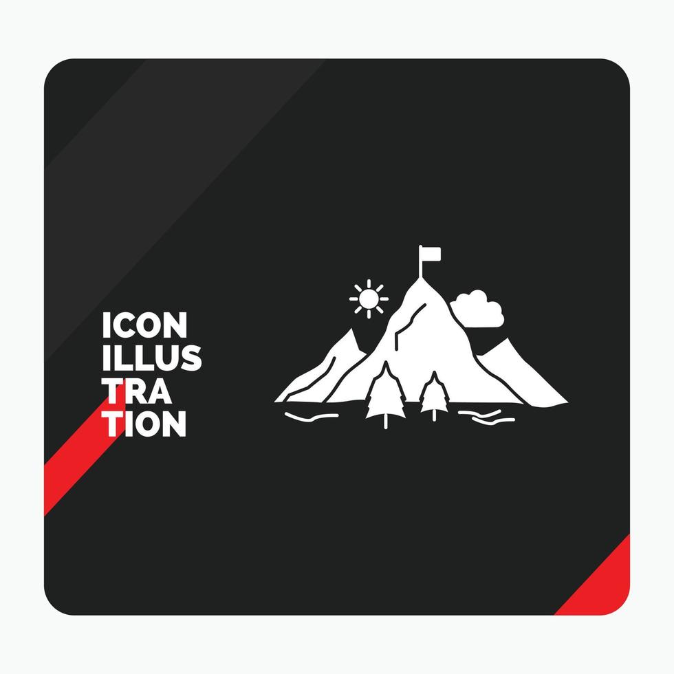 Red and Black Creative presentation Background for achievement. flag. mission. mountain. success Glyph Icon vector