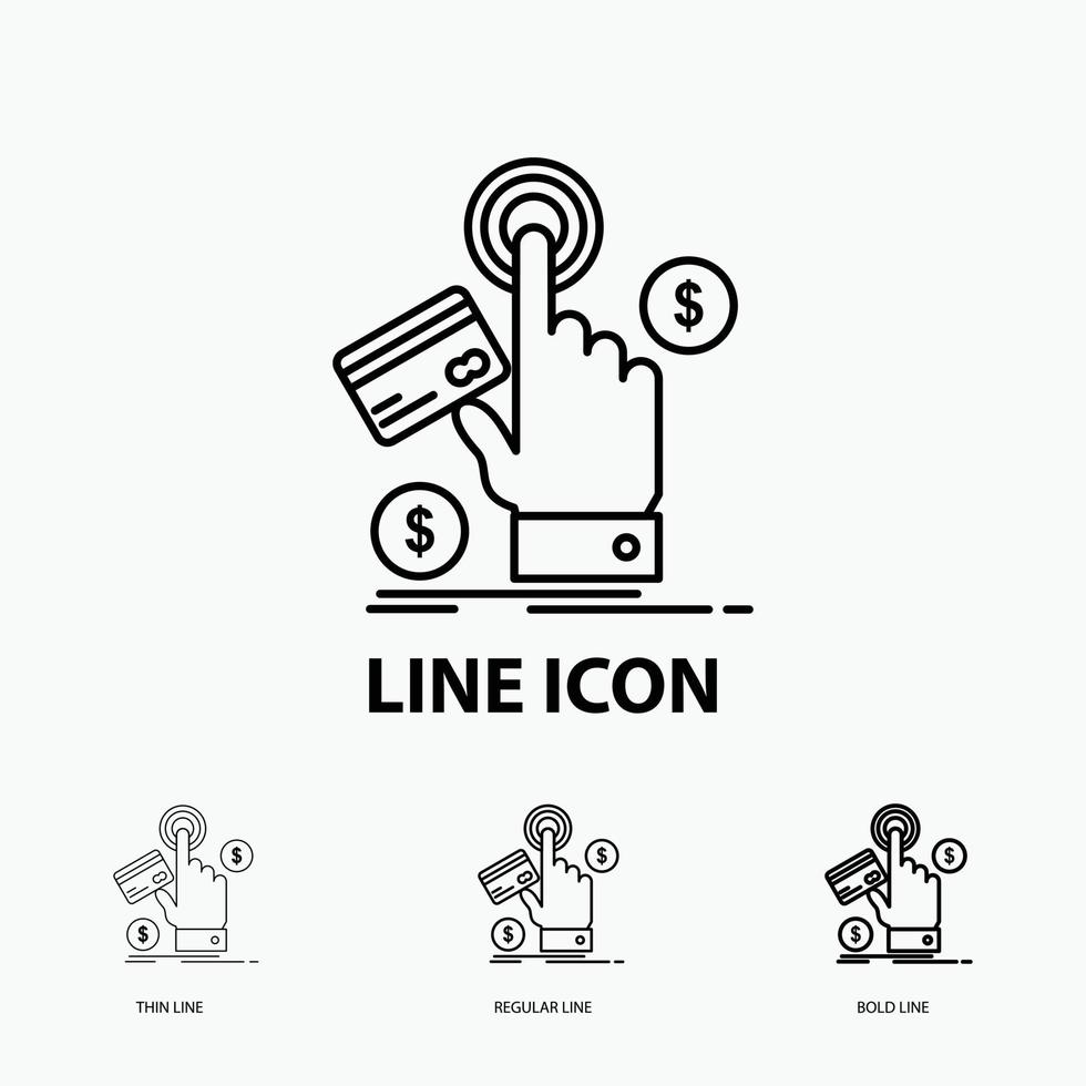 ppc. Click. pay. payment. web Icon in Thin. Regular and Bold Line Style. Vector illustration