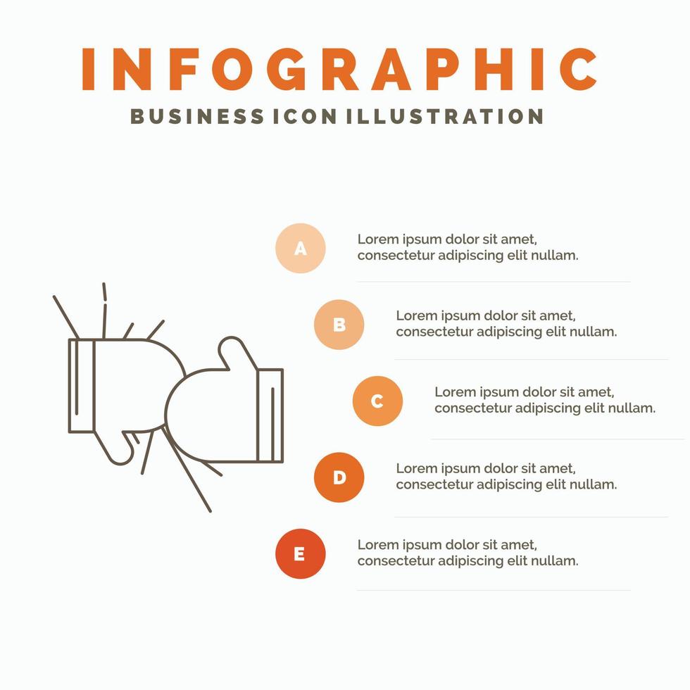 Box. boxing. competition. fight. gloves Infographics Template for Website and Presentation. Line Gray icon with Orange infographic style vector illustration