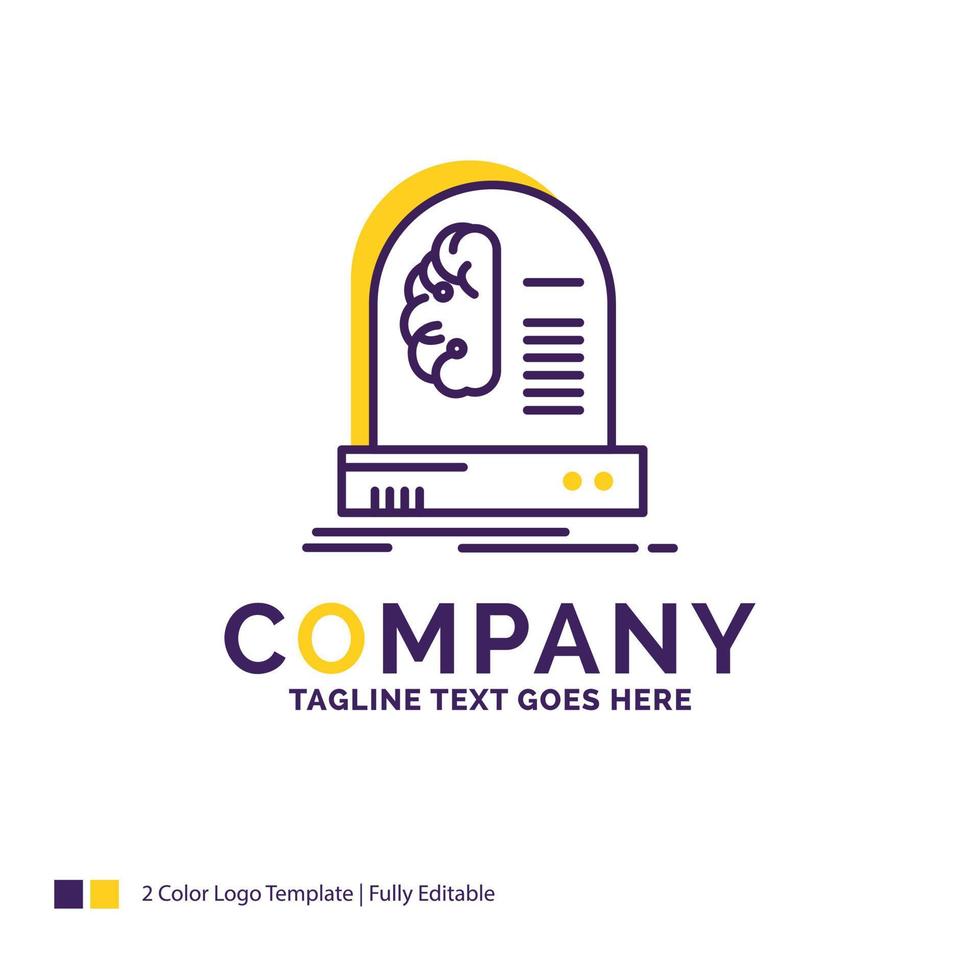 Company Name Logo Design For Ai. brain. future. intelligence. machine. Purple and yellow Brand Name Design with place for Tagline. Creative Logo template for Small and Large Business. vector