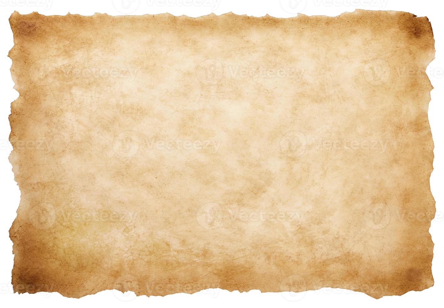 old parchment paper sheet vintage aged or texture isolated on white background photo