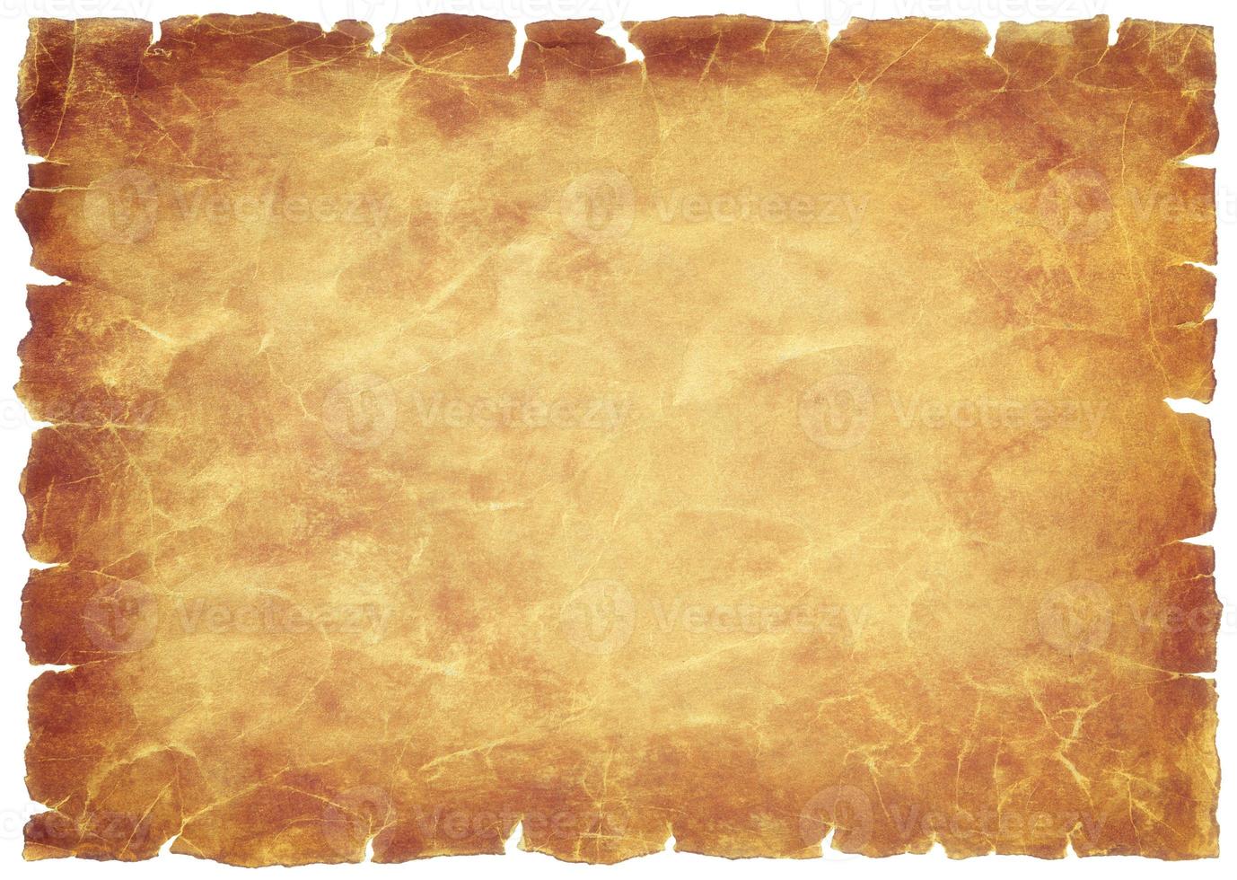 old parchment paper sheet vintage aged or texture isolated on white background photo