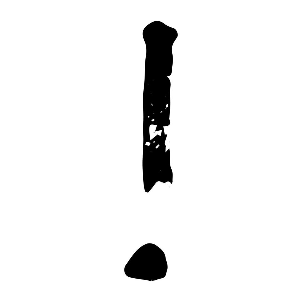 Hand drawn ink exclamation mark illustration in sketch style. Single element for design vector